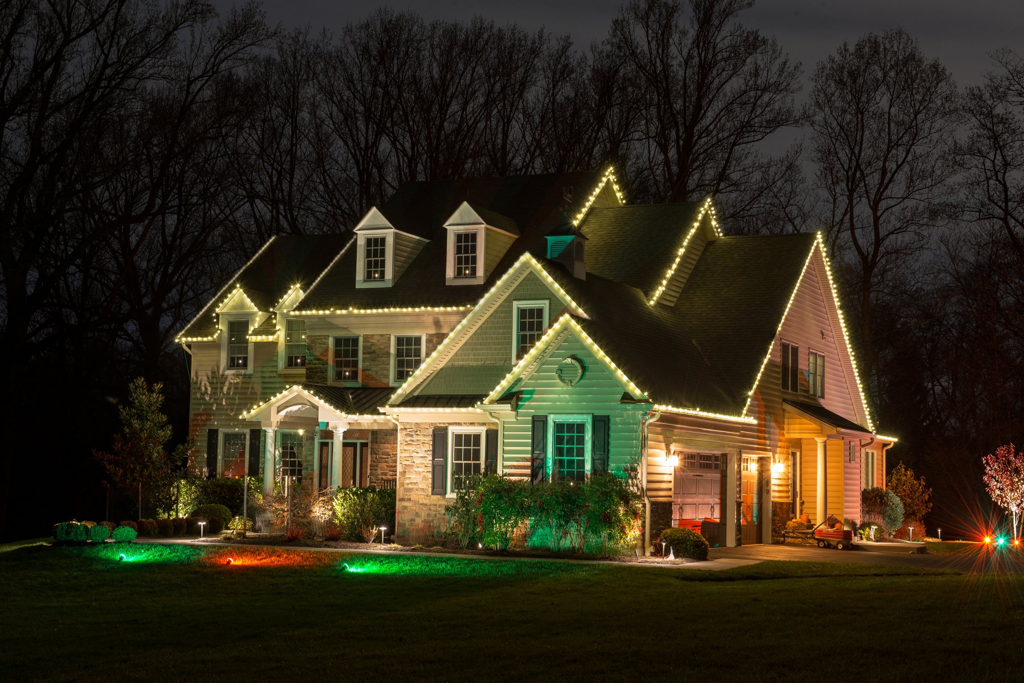 Security lighting PA — outdoor home and landscape security lighting at night